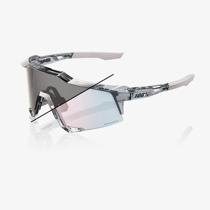 100% Sunglasses Speedcraft - Polished Translucent Grey - Rose Gold Mirror Photochromic Lens