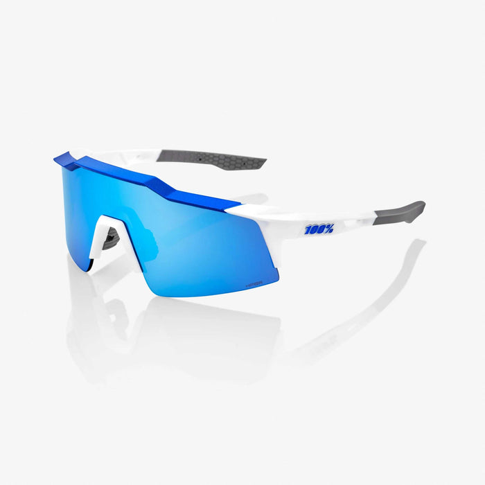 100% Eyewear Speedcraft SL Matte white/Metallic Blue - HiPER blue multilayer mirror lens