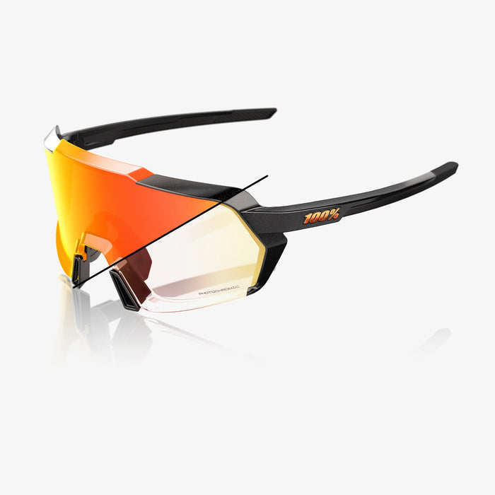 100% Sunglasses Korbin Gloss Metallic Black Hiper Orange Flash Mirror