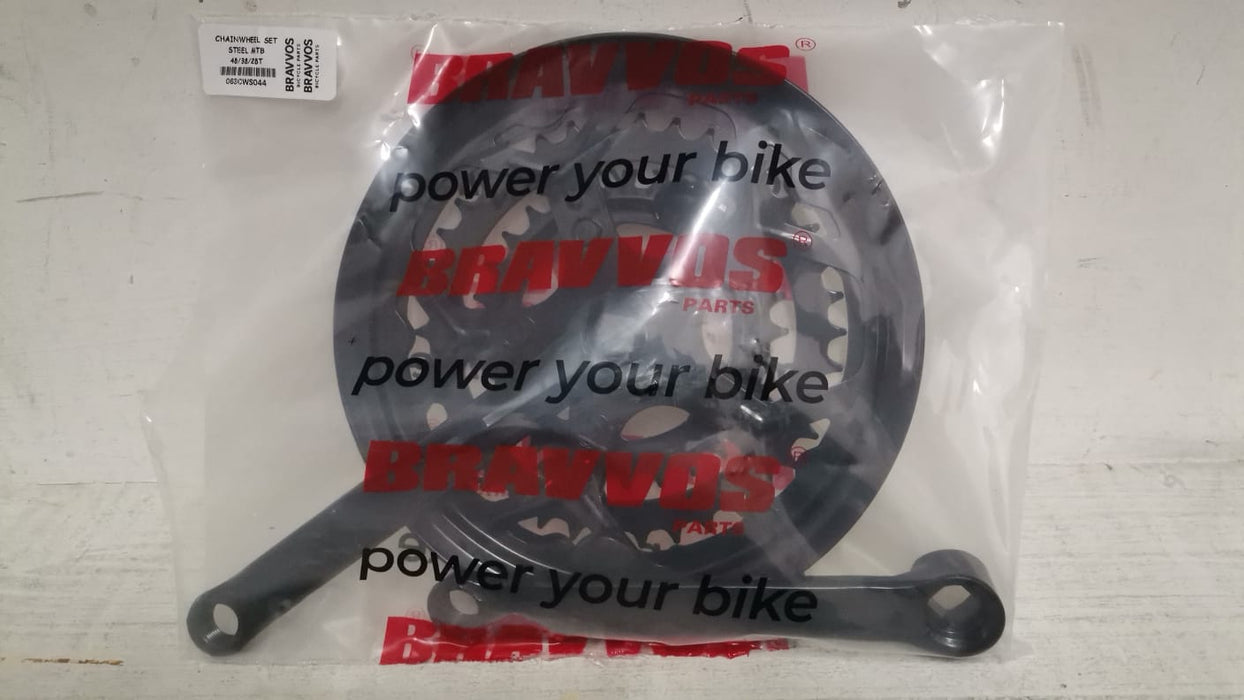 Bravvos Chainwheel Set MTB Steel Cotterless 170MM 48/38/28T